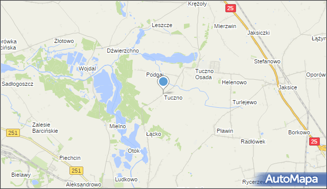 mapa Tuczno, Tuczno gmina Złotniki Kujawskie na mapie Targeo